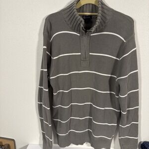 J. Crew Men's 1/4 Zip Sweater 100% Cotton Heather Gray  Pullover Size Large Z1